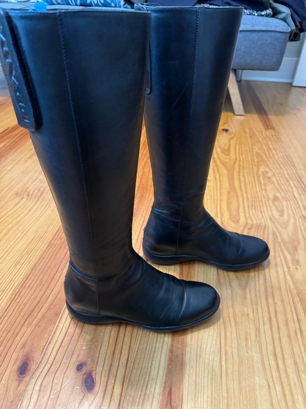 PRADA Calzature Donna Nappa Sport B Nero Black Leather Riding Boots 36.5 3WZ013 - Picture 6 of 16